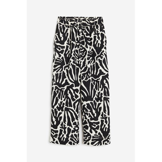 H & M - Lniane spodnie do kostki - Czarny H & M L H&M
