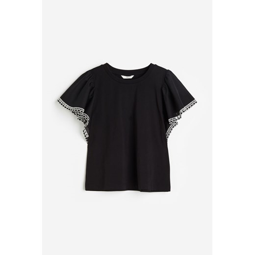 H & M - Top z motylkowym rękawem - Czarny ze sklepu H&M w kategorii Bluzki damskie - zdjęcie 171459968