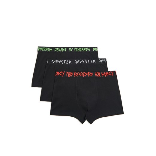 Cropp - 3 pack czarnych bokserek z napisami - czarny ze sklepu Cropp w kategorii Majtki męskie - zdjęcie 171462007
