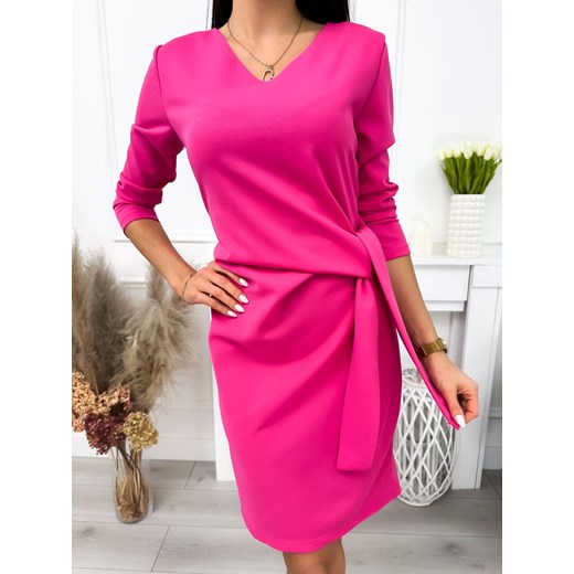Różowa Sukienka z Wiązaniem ze sklepu ModnaKiecka.pl w kategorii Sukienki - zdjęcie 171474128