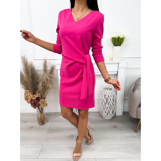 Sukienka Modnakiecka.pl z długimi rękawami kopertowa midi z dekoltem w serek 
