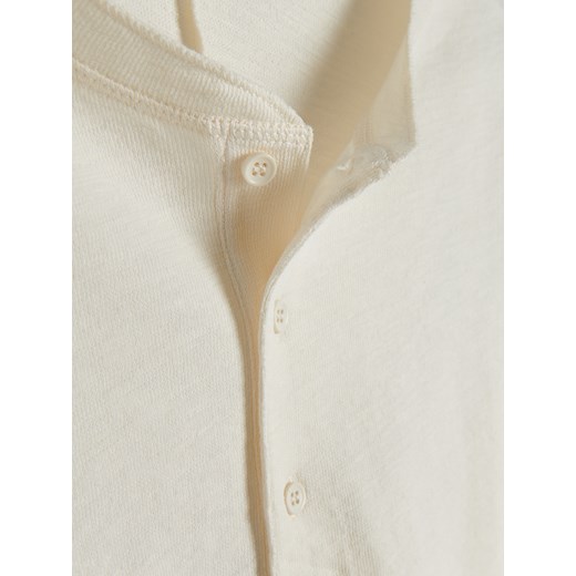 Reserved - Bawełniany t-shirt henley - złamana biel Reserved S Reserved