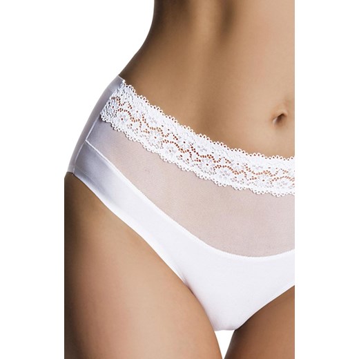 Figi damskie z koronkowym pasem białe Petra, Kolor biały, Rozmiar S, EMILI ze sklepu Intymna w kategorii Majtki damskie - zdjęcie 171474795