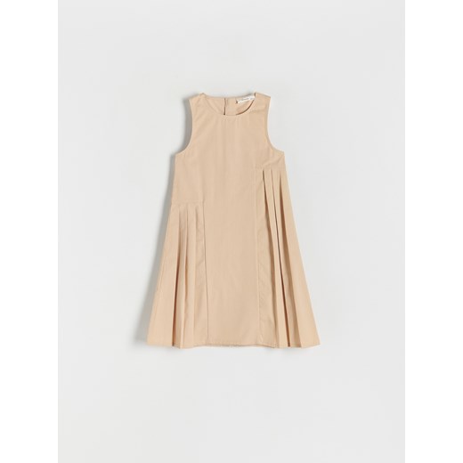 Reserved - Sukienka z plisowaniami - beżowy ze sklepu Reserved w kategorii Sukienki dziewczęce - zdjęcie 171476246