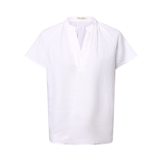 Marc O'Polo Lniana bluzka damska Kobiety len biały jednolity ze sklepu vangraaf w kategorii Bluzki damskie - zdjęcie 171476478