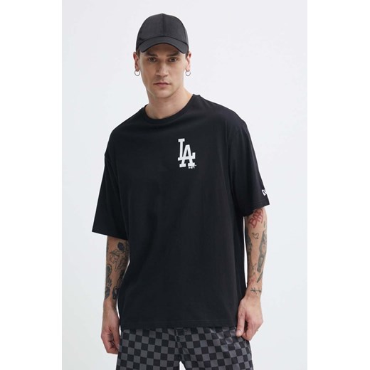 New Era t-shirt bawełniany męski kolor czarny z nadrukiem LOS ANGELES DODGERS ze sklepu ANSWEAR.com w kategorii T-shirty męskie - zdjęcie 171476546