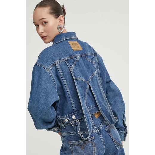 Moschino Jeans kurtka jeansowa damska kolor niebieski przejściowa oversize ze sklepu ANSWEAR.com w kategorii Kurtki damskie - zdjęcie 171476799