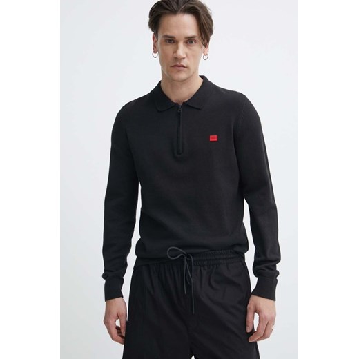 HUGO sweter bawełniany kolor czarny lekki 50510394 ze sklepu ANSWEAR.com w kategorii Swetry męskie - zdjęcie 171477018