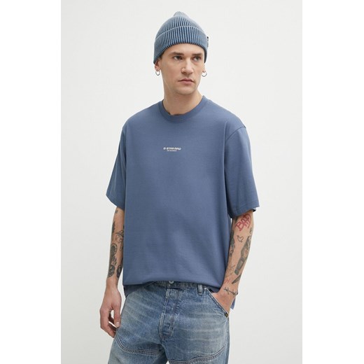 G-Star Raw t-shirt bawełniany męski kolor granatowy z aplikacją ze sklepu ANSWEAR.com w kategorii T-shirty męskie - zdjęcie 171477255