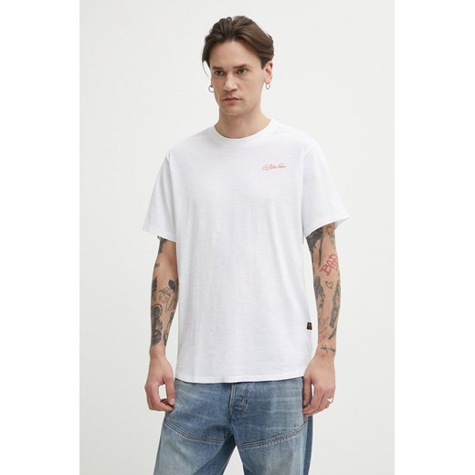 G-Star Raw t-shirt bawełniany męski kolor biały z nadrukiem ze sklepu ANSWEAR.com w kategorii T-shirty męskie - zdjęcie 171477285