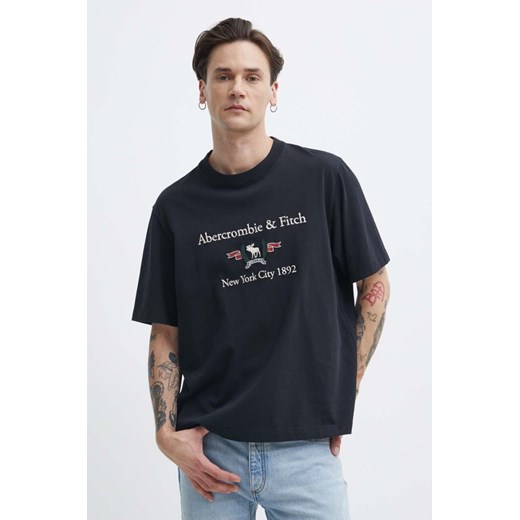 Abercrombie &amp; Fitch t-shirt bawełniany męski kolor czarny z aplikacją ze sklepu ANSWEAR.com w kategorii T-shirty męskie - zdjęcie 171477306