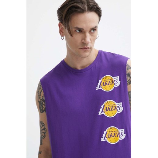 New Era t-shirt bawełniany męski kolor fioletowy LOS ANGELES LAKERS ze sklepu ANSWEAR.com w kategorii T-shirty męskie - zdjęcie 171477347