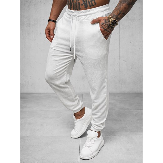 Spodnie dresowe męskie białe OZONEE O/K960SP ze sklepu ozonee.pl w kategorii Spodnie męskie - zdjęcie 171477609