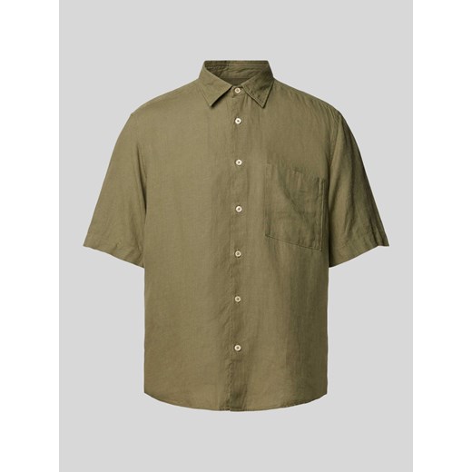 Koszula casualowa o kroju regular fit z lnu z kieszenią na piersi ze sklepu Peek&Cloppenburg  w kategorii Koszule męskie - zdjęcie 171478209