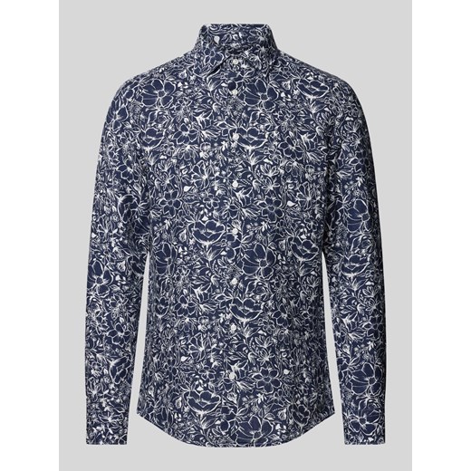 Koszula biznesowa o kroju slim fit z lnu ze wzorem na całej powierzchni ze sklepu Peek&Cloppenburg  w kategorii Koszule męskie - zdjęcie 171478387