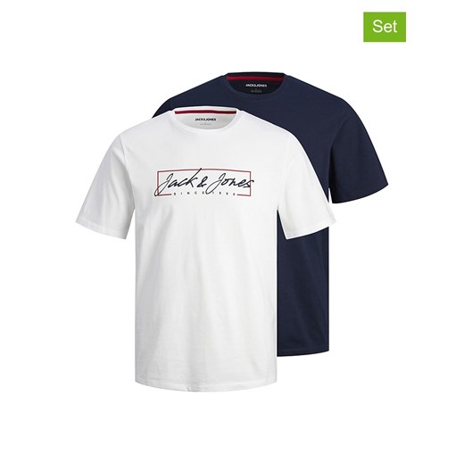 Jack &amp; Jones Koszulki (2 szt.) w kolorze białym i granatowym ze sklepu Limango Polska w kategorii T-shirty męskie - zdjęcie 171479996