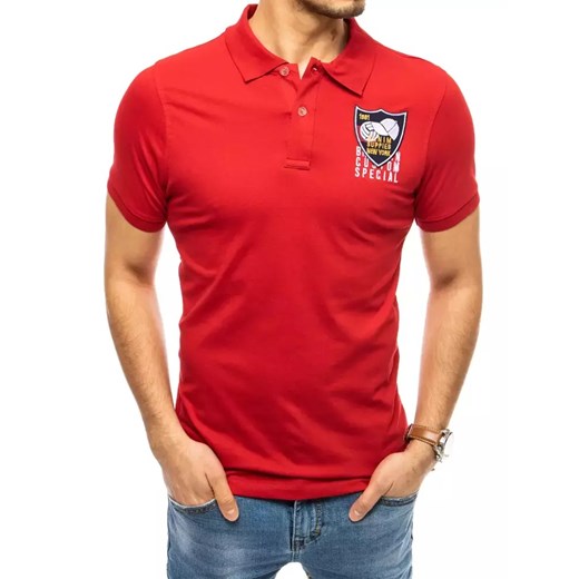Koszulka polo z haftem czerwona Dstreet PX0390 ze sklepu DSTREET.PL w kategorii T-shirty męskie - zdjęcie 171481059
