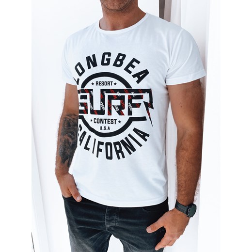 T-shirt męski z nadrukiem biały Dstreet RX5258 ze sklepu DSTREET.PL w kategorii T-shirty męskie - zdjęcie 171481457