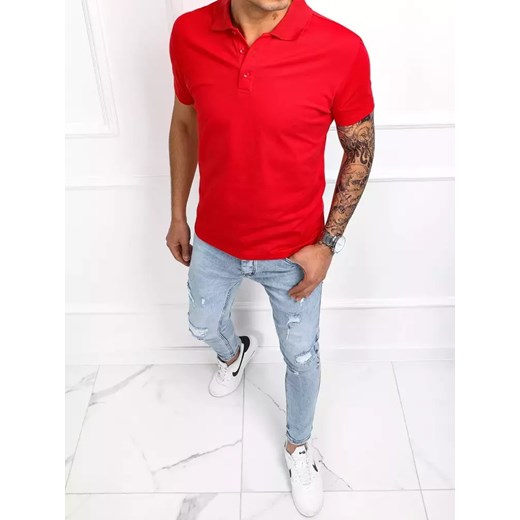 Koszulka polo męska czerwona Dstreet PX0515 ze sklepu DSTREET.PL w kategorii T-shirty męskie - zdjęcie 171481796