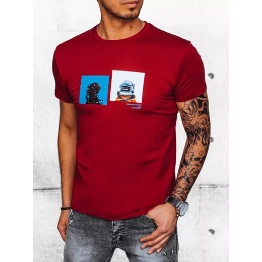 T-shirt męski z nadrukiem bordowy Dstreet RX5068 ze sklepu DSTREET.PL w kategorii T-shirty męskie - zdjęcie 171482105