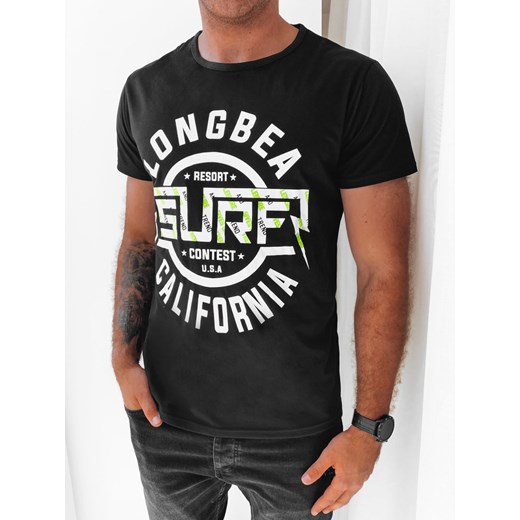 T-shirt męski z nadrukiem czarny Dstreet RX5259 ze sklepu DSTREET.PL w kategorii T-shirty męskie - zdjęcie 171482409