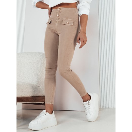 Spodnie damskie jeansowe SKULL jasnobeżowe Dstreet UY1723 ze sklepu DSTREET.PL w kategorii Jeansy damskie - zdjęcie 171482698