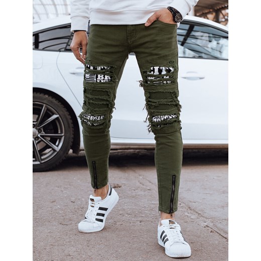 Spodnie męskie jeansowe zielone Dstreet UX4334 ze sklepu DSTREET.PL w kategorii Spodnie męskie - zdjęcie 171482725