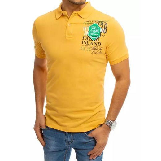 Koszulka polo z nadrukiem żółta Dstreet PX0372 ze sklepu DSTREET.PL w kategorii T-shirty męskie - zdjęcie 171482729