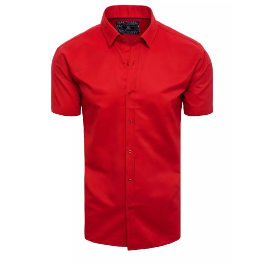 Koszula męska z krótkim rękawem czerwona Dstreet KX0989 ze sklepu DSTREET.PL w kategorii Koszule męskie - zdjęcie 171482767