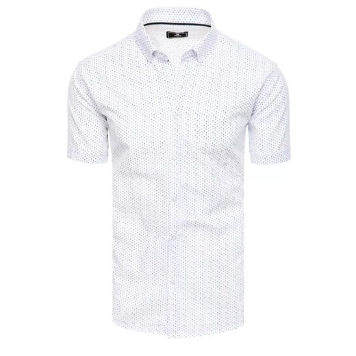 Koszula męska z krótkim rękawem biała Dstreet KX1009 ze sklepu DSTREET.PL w kategorii Koszule męskie - zdjęcie 171482935