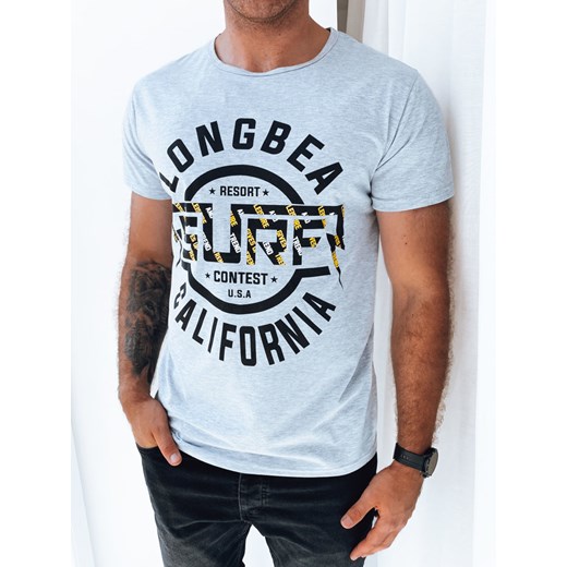 T-shirt męski z nadrukiem jasnoszary Dstreet RX5260 ze sklepu DSTREET.PL w kategorii T-shirty męskie - zdjęcie 171483317