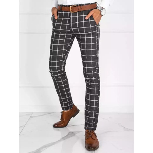 Spodnie męskie chinosy w kratę ciemnoszare Dstreet UX3695 ze sklepu DSTREET.PL w kategorii Spodnie męskie - zdjęcie 171483495