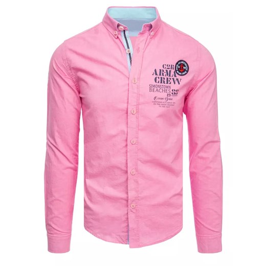 Koszula męska różowa Dstreet DX2298 ze sklepu DSTREET.PL w kategorii Koszule męskie - zdjęcie 171483699