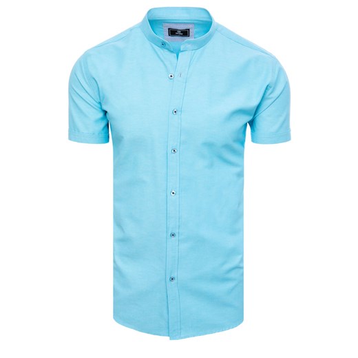 Koszula męska z krótkim rękawem błękitna Dstreet KX1000 ze sklepu DSTREET.PL w kategorii Koszule męskie - zdjęcie 171483798