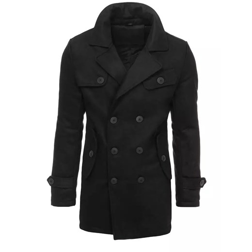 Płaszcz męski dwurzędowy czarny Dstreet CX0432 ze sklepu DSTREET.PL w kategorii Płaszcze męskie - zdjęcie 171484048