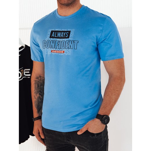 Koszulka męska z nadrukiem niebieska Dstreet RX5408 ze sklepu DSTREET.PL w kategorii T-shirty męskie - zdjęcie 171484218