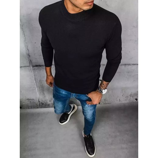 Sweter męski półgolf czarny Dstreet WX1900 Dstreet S promocyjna cena DSTREET.PL