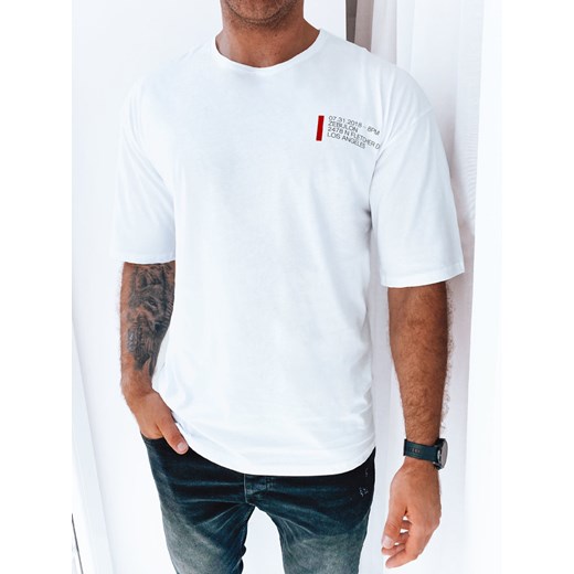 T-shirt męski z nadrukiem biały Dstreet RX5302 ze sklepu DSTREET.PL w kategorii T-shirty męskie - zdjęcie 171484736