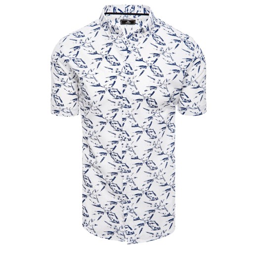 Koszula męska z krótkim rękawem biała Dstreet KX1029 ze sklepu DSTREET.PL w kategorii Koszule męskie - zdjęcie 171485008