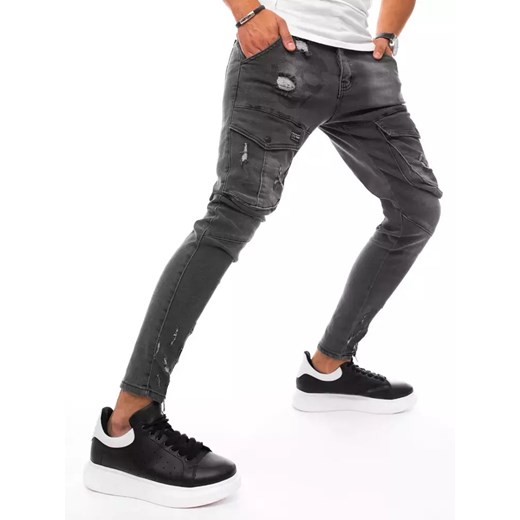 Spodnie męskie jeansowe typu bojówki czarne Dstreet UX3291 ze sklepu DSTREET.PL w kategorii Spodnie męskie - zdjęcie 171485168