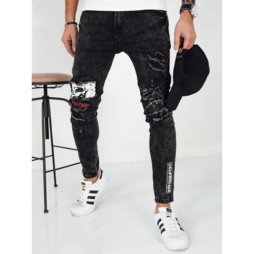 Spodnie męskie jeansowe czarne Dstreet UX4139 ze sklepu DSTREET.PL w kategorii Jeansy męskie - zdjęcie 171485248