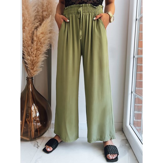 Szerokie spodnie damskie ALANDIS oliwkowe Dstreet UY1547 ze sklepu DSTREET.PL w kategorii Spodnie damskie - zdjęcie 171485535