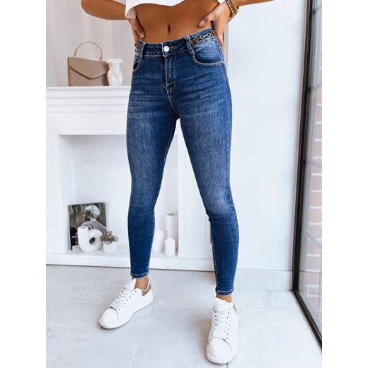 Spodnie damskie jeansowe slim fit ACORN ciemnoniebieskie Dstreet UY1733 ze sklepu DSTREET.PL w kategorii Jeansy damskie - zdjęcie 171485637