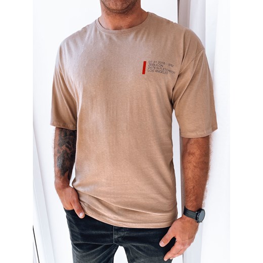 T-shirt męski z nadrukiem cappuccino Dstreet RX5303 ze sklepu DSTREET.PL w kategorii T-shirty męskie - zdjęcie 171485696