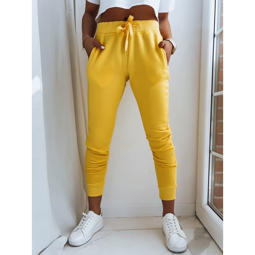 Spodnie damskie dresowe FITS żółte Dstreet UY0534z ze sklepu DSTREET.PL w kategorii Spodnie damskie - zdjęcie 171485768