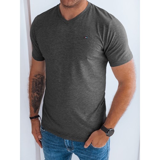 T-shirt męski gładki ciemnoszary Dstreet RX5316 ze sklepu DSTREET.PL w kategorii T-shirty męskie - zdjęcie 171485787