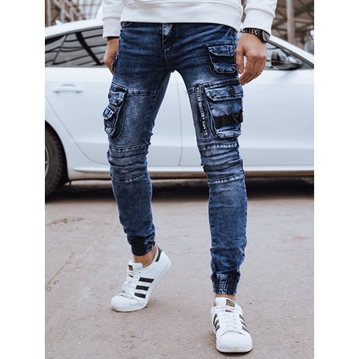 Spodnie męskie jeansowe bojówki niebieskie Dstreet UX4327 ze sklepu DSTREET.PL w kategorii Spodnie męskie - zdjęcie 171486469