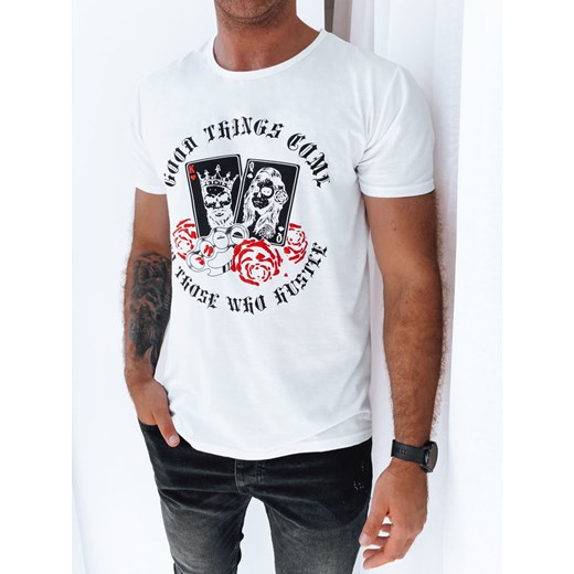 Koszulka męska z nadrukiem biała Dstreet RX5257 ze sklepu DSTREET.PL w kategorii T-shirty męskie - zdjęcie 171486846