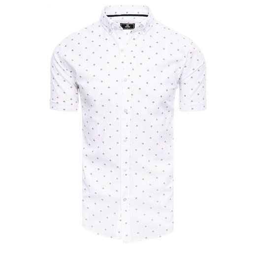 Koszula męska z krótkim rękawem biała Dstreet KX1031 ze sklepu DSTREET.PL w kategorii Koszule męskie - zdjęcie 171486946