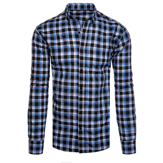 Koszula męska w kratę czarna Dstreet DX2508 ze sklepu DSTREET.PL w kategorii Koszule męskie - zdjęcie 171487078